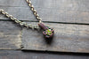 Bright Green Fused Glass Mini Pendant with Copper Wire Wrapping