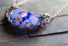 Flower in Bloom Statement Pendant with Copper Wire Wrapping