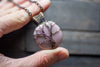 Lavender Fused Glass and Copper Wire Wrapped Tree of Life Pendant