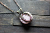 Lavender Fused Glass and Copper Wire Wrapped Tree of Life Pendant