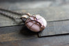 Lavender Fused Glass and Copper Wire Wrapped Tree of Life Pendant