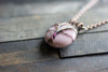 Lavender Fused Glass and Copper Wire Wrapped Tree of Life Pendant