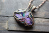 Purple Blooms Fused Glass and Copper Wire Wrapped Pendant