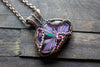 Purple Blooms Fused Glass and Copper Wire Wrapped Pendant