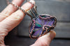 Purple Blooms Fused Glass and Copper Wire Wrapped Pendant