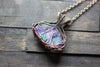 Purple Blooms Fused Glass and Copper Wire Wrapped Pendant