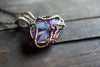 Purple Blooms Fused Glass and Copper Wire Wrapped Pendant