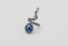 Sterling Silver Adjustable Ring with Dichroic Blue Fused Glass Accent