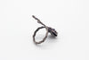 Sterling Silver Adjustable Ring with Dichroic Blue Fused Glass Accent