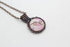 Pink and Cream Fused Glass Pendant with Copper Wire Wrapping