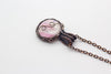 Pink and Cream Fused Glass Pendant with Copper Wire Wrapping