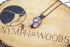Streaked Pink Fused Glass Pendant with Copper Tree of Life