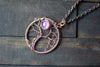 Purple Moon and Tree Pendant with Copper Wire Wrapping