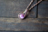 Purple Fused Glass Mini Pendant with Copper Wire Wrapping