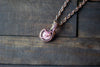 Rose Fused Glass Mini Pendant with Copper Wire Wrapping