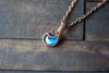 Shades of Blue Fused Glass Mini Pendant with Copper Wire Wrapping