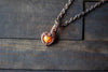 Orange Fused Glass Mini Pendant with Copper Wire Wrapping