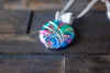 Crisscross Sterling Silver Pendant with Multi-color Fused Glass Cabochon