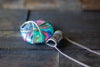 Crisscross Sterling Silver Pendant with Multi-color Fused Glass Cabochon