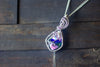 Sterling Silver Teardrop Pendant with Multicolored Fused Glass
