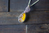 Sterling Silver Teardrop Pendant with Iridescent Yellow Fused Glass