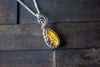 Sterling Silver Teardrop Pendant with Iridescent Yellow Fused Glass