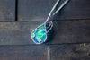 Sterling Silver Teardrop Pendant with Blue and Green Fused Glass