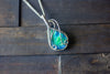Sterling Silver Teardrop Pendant with Blue and Green Fused Glass