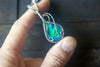 Sterling Silver Teardrop Pendant with Blue and Green Fused Glass
