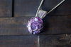 Sterling Silver Tree of Life Pendant with Purple and White Fused Glass