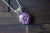 Sterling Silver Tree of Life Pendant with Purple and White Fused Glass
