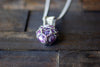 Sterling Silver Tree of Life Pendant with Purple and White Fused Glass