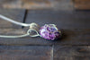 Sterling Silver Tree of Life Pendant with Purple and White Fused Glass