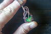 Shades of Green Fused Glass and Copper Wire Pendant