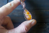 Orange and Cream Fused Glass and Copper Wire Pendant