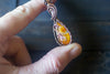 Orange and Cream Fused Glass and Copper Wire Pendant