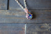 Green and Blue Fused Glass Teardrop Pendant with Copper Wire Wrapping