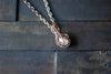 Green and Blue Fused Glass Teardrop Pendant with Copper Wire Wrapping