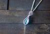 Sterling Silver Teardrop Pendant with Dichroic Blue and White Fused Glass