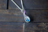 Sterling Silver Teardrop Pendant with Dichroic Blue and White Fused Glass