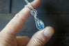 Sterling Silver Teardrop Pendant with Dichroic Blue and White Fused Glass