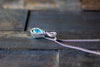 Sterling Silver Teardrop Pendant with Dichroic Blue and White Fused Glass