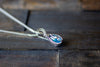 Sterling Silver Teardrop Pendant with Dichroic Blue and White Fused Glass
