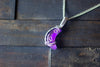 Purple Fused Glass Crescent Moon Pendant with Sterling Silver Wire Wrapping