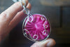 Bold Pink Fused Glass Statement Pendant with Sterling Silver Wire Wrapping