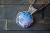 Copper Wire Wrapped Pendant with Blue and Purple Fused Glass