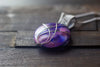 Crisscross Sterling Silver Pendant with Purple and Pink Fused Glass