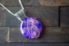 Crisscross Sterling Silver Pendant with Purple and Pink Fused Glass