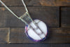 Crisscross Sterling Silver Pendant with Purple and Pink Fused Glass