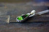 Sterling Silver Teardrop Pendant with Shades of Green Fused Glass